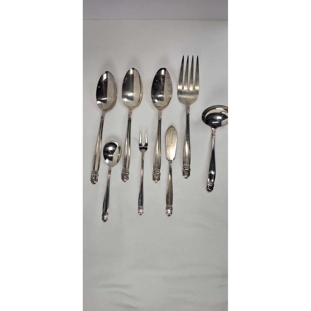 Holmes & Edwards Danish Princess IS Silverplate 8 Pc Mixed Flatware Serving Lot